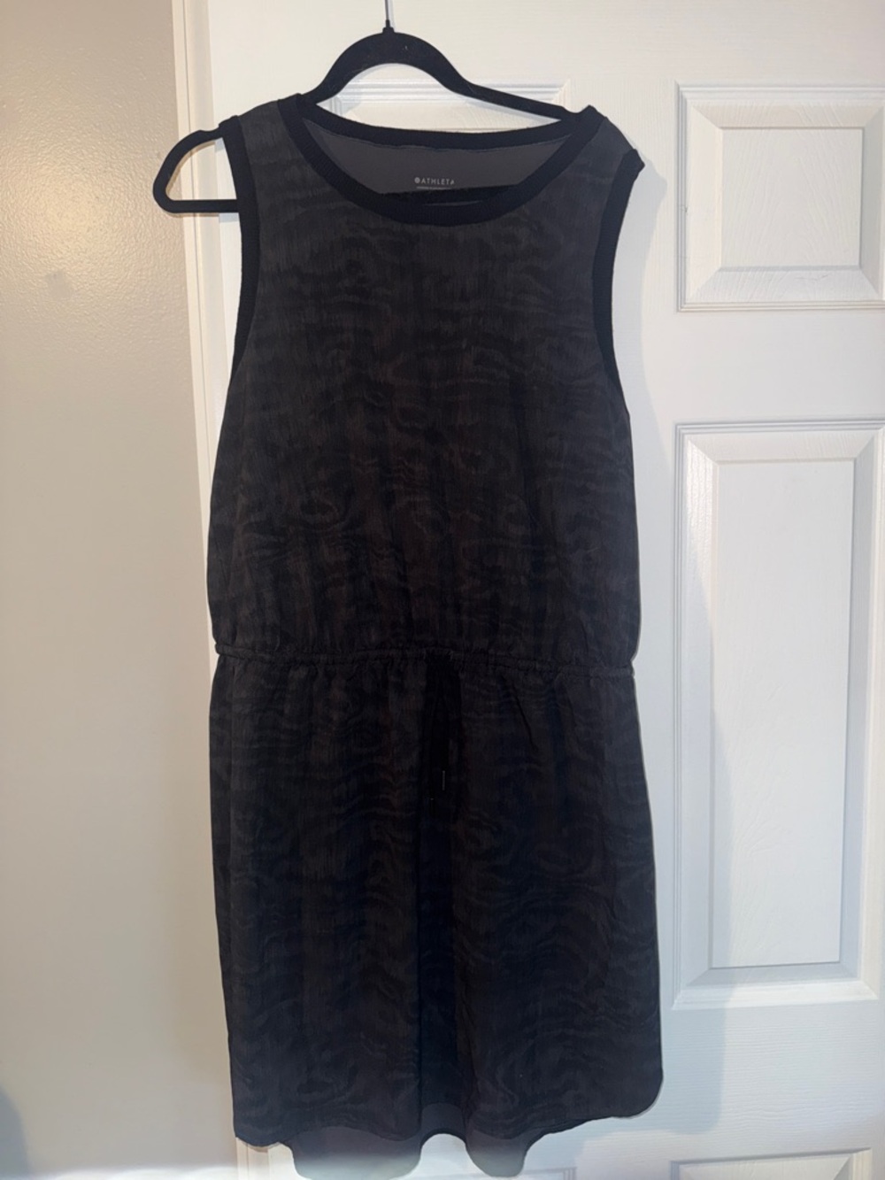 Athleta Black Sleeveless Mini Dress with Subtle Texture